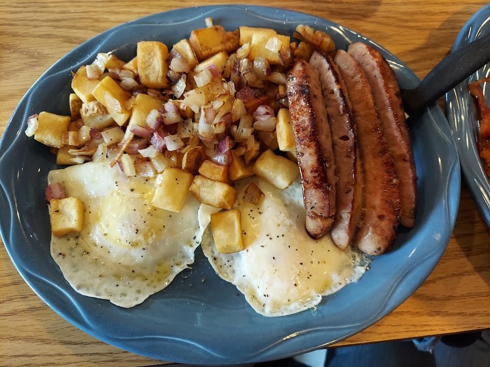 Fried Eggs Home Fries and Bacon