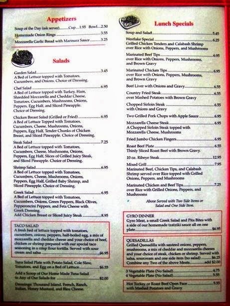 Printed menu showing omelette and biscuit options.
